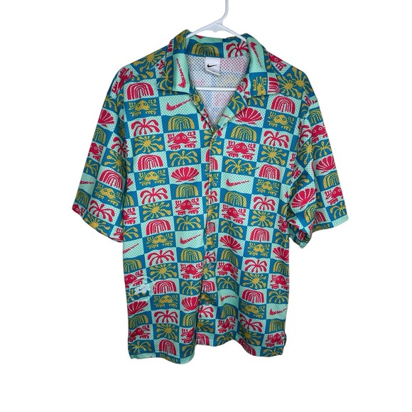 Nike Other - Nike Shirt Mens Dri-Fit Hawaiian Resort Camp Mesh Button Up M Medium Jersey P